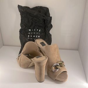 White House Black Market Suede Mule with Chain Size 7.5